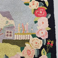 Vintage Claire Murray Hooked Rug of a Nantucket Cottage