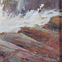 19th Century Oil on Board, “Rocky Cliffside”