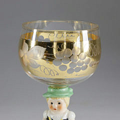 Set of 5 German Rhine Wine Figural Glasses, 20th Century