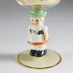 Set of 5 German Rhine Wine Figural Glasses, 20th Century