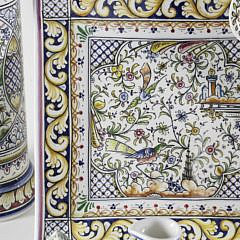 15 Piece Portuguese Hand Painted Ceramic Luncheon Service, 20th Century