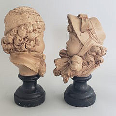 Pair of Émile Guillemin 19th Century French Plaster Busts of Children