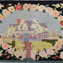 359_1 Vintage Claire Murray Hooked Rug of a Nantucket Cottage