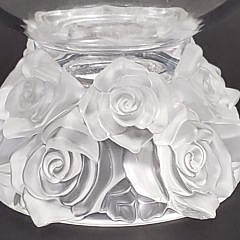 Signed Shannon Frosted Crystal Rose Pedestal Bowl