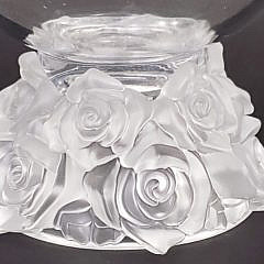 Signed Shannon Frosted Crystal Rose Pedestal Bowl