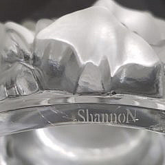 Signed Shannon Frosted Crystal Rose Pedestal Bowl