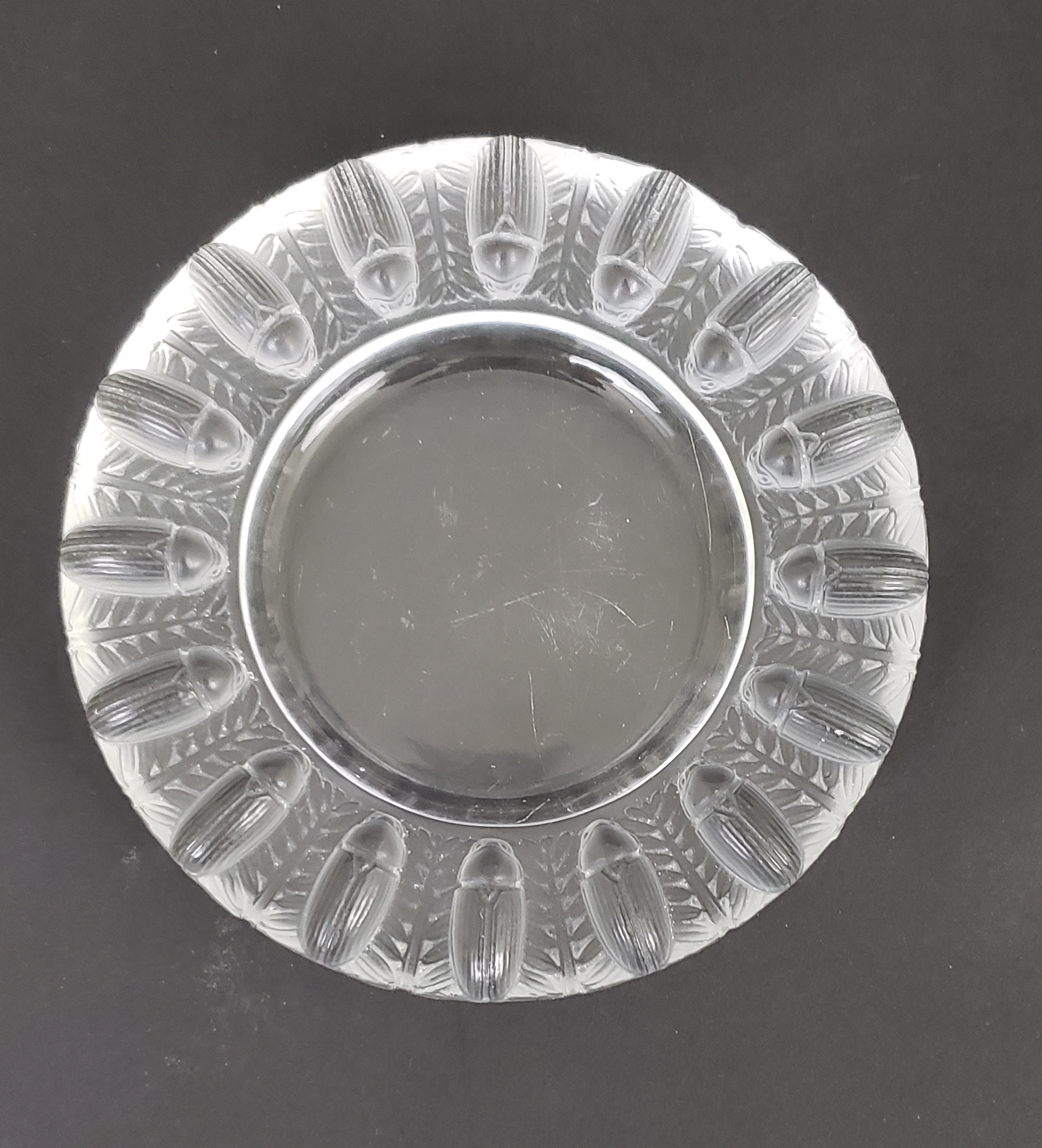 Lalique France Glass Figural Ashtray Signed Lalique French Frosted