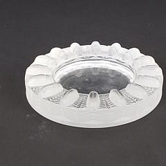 Signed Lalique French Frosted Glass Ashtray