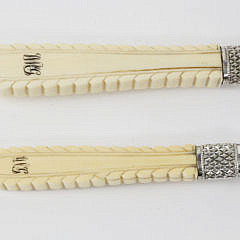 Victorian Engraved Silver Plate and Carved Bone Handle Fish Servers