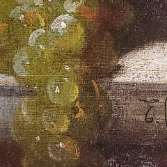 Edward Leavitt Oil on Board, “Fruit and Wine Still Life”, 19th Century