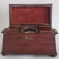 19th Century Mahogany Double Compartment Tea Caddy