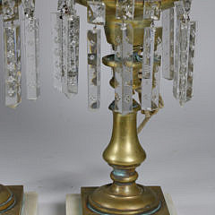 Pair of American Brass Argand Lamps, 19th Century