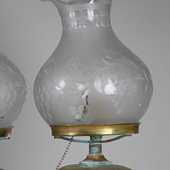 Pair of American Brass Argand Lamps, 19th Century