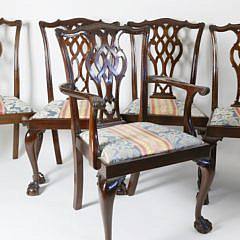 Set of Ten Centennial Chippendale Mahogany Dining Chairs, late 19th Century