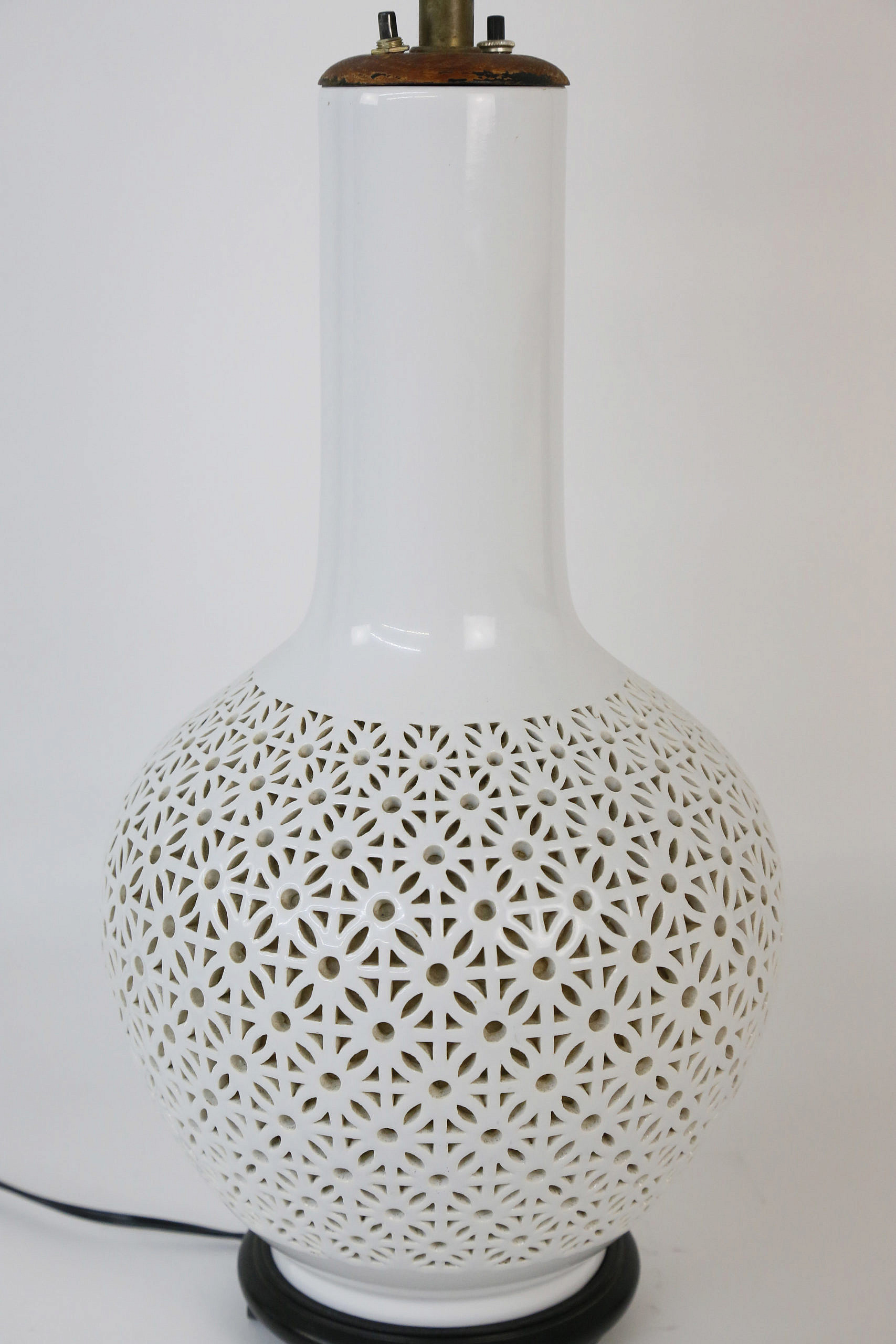 Chinese Blanc de Chin Pierced Vase Mounted as a Lamp Chinese Blanc de Chin Pierced Vase