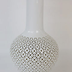 Chinese Blanc de Chin Pierced Vase Mounted as a Lamp, Contemporary