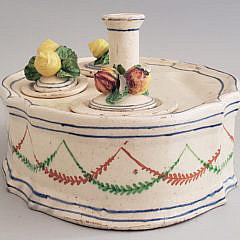 French Faience Soft Paste Ceramic Inkwell, early 19th Century