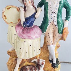 19th Century Staffordshire Figural Group Mounted as a Lamp