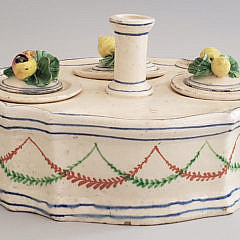 French Faience Soft Paste Ceramic Inkwell, early 19th Century