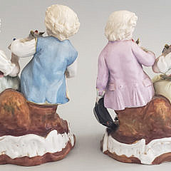 Pair of Sitzendorf German Porcelain Children Group, circa 1887-1900