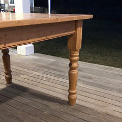 Country Pine Dining Table on Turned Legs, Contemporary