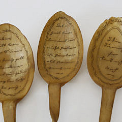 Three Scrimshaw Horn Spoons, mid 19th century