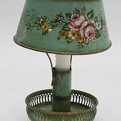 French Tole Candlestick Boudoir Lamp, 19th Century