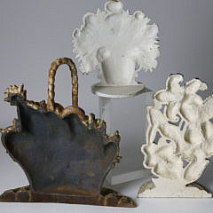 Collection of 3 Flower Basket Cast Iron Doorstops