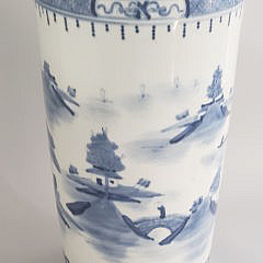 Canton Style Blue and White Porcelain Umbrella Stand