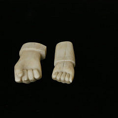 Two Antique Carved Whale Ivory Clenched Fist Studies, circa 1870-80