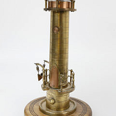 Brass, Copper and Wood Lighthouse Lamp, 20th Century