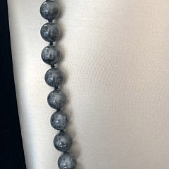 Mossy Green-Grey Jadeite Graduated Bead Necklace