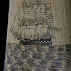 American Scrimshaw Sperm Whale Tooth, circa 1850