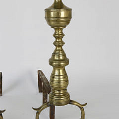 Pair of 19th Century Brass Urn and Finial Andirons