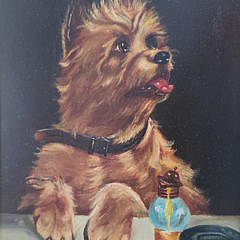 Oil on Board Portrait of a Yorkshire Terrier, 19th Century