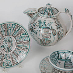 Vascellari Orvieto Decorated Ceramic Tea Set