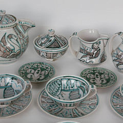 Vascellari Orvieto Decorated Ceramic Tea Set