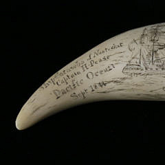 Captain H. Pease Nantucket Scrimshaw Antique Sperm Whale Tooth, 19th Century