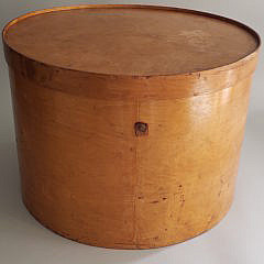 Vintage Banded Wood Oversized Covered Hat Box