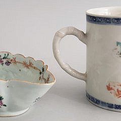 Chinese Export Tankard and Armorial Sauce Boat, 19th Century