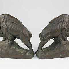 Pair of Joza Krupka Bronze-Clad Bison Bookends, circa 1914