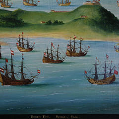 Contemporary Oil on Board “Treasure Fleet Havana Cuba”, Initialed Lower Right G.P.F