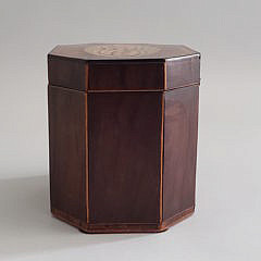 English George III Octagonal Inlaid Tea Caddy, 18th Century