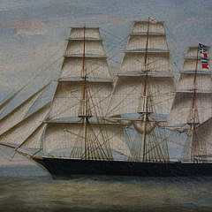 China Trade Oil on Canvas “Portrait of the British Ship Queen of the Ocean”, circa 1840