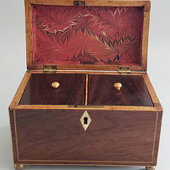 English George III Rosewood Inlaid Tea Caddy, 19th Century