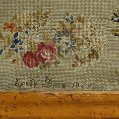 Signed and Dated Needlepoint Cocktail Table, circa 1855