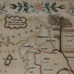 1811 Needlework Map Sampler of England and Wales by Mary Morley