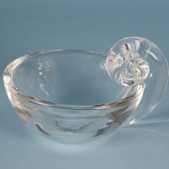 Signed Steuben Crystal Olive Dish