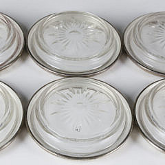 Set of 8 Sterling Silver and Crystal Coasters