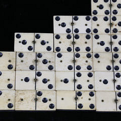 Complete Set of 19th Century Bone and Ebony Dominoes